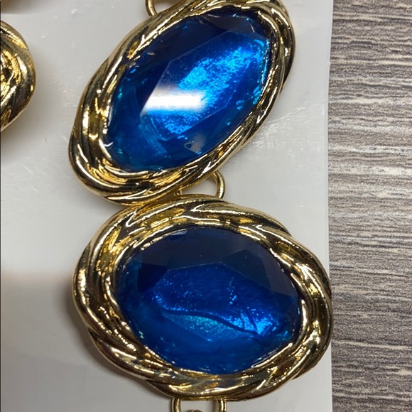 Gold and Blue Earrings - Picture 4 of 4